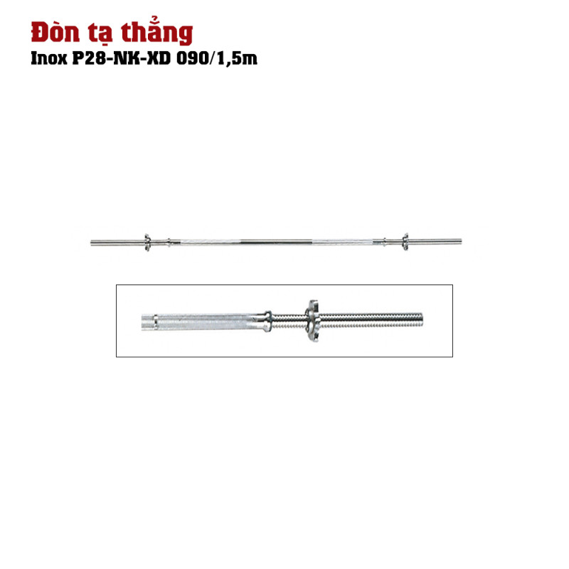 Đòn tạ thẳng Inox P28-XD090 -1.5m